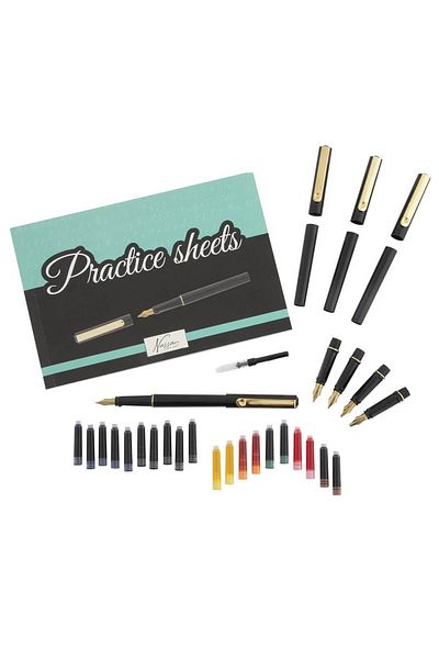 Nassau fine art 35-piece Calligraphy Set With Colored Ink, Different Nibs And Calligraphy Book