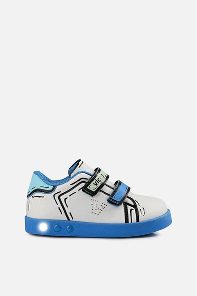 Vicco Picasso Lighted Men's Preschool White/Sax Blue Sneaker