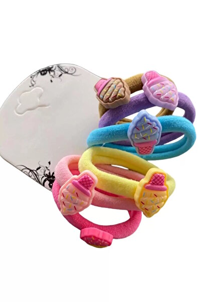 CAŞ DEKORASYON Σετ με 6 λαστιχένιες αγκράφες με φιγούρες παγωτού μικτών χρωμάτων