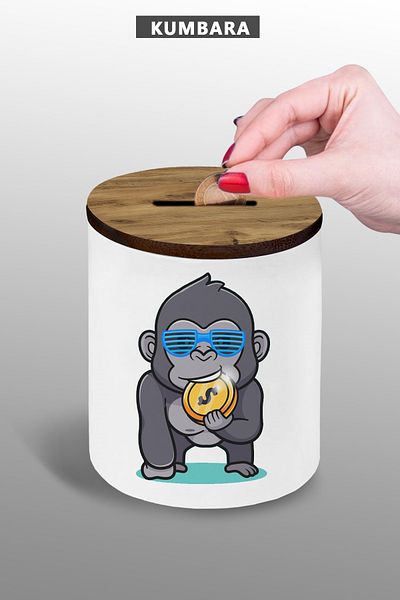 Bytwo Money Gorilla 9 cm Ceramic Piggy Bank Small Size Table Top