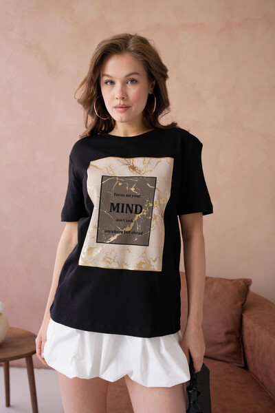 Park Karon okrugla kragna List Štampano Osnovni T-shirt