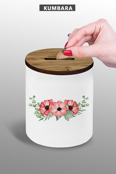 Bytwo Κεραμικό Κουμπαράς Τριπλό Nature Floral 9 cm Μικρού μεγέθους Επιτραπέζιο 250g