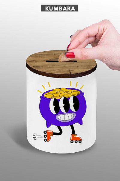 yhfoto Small Size Ceramic Piggy Bank 9 cm - Specially Designed Coin - on Table