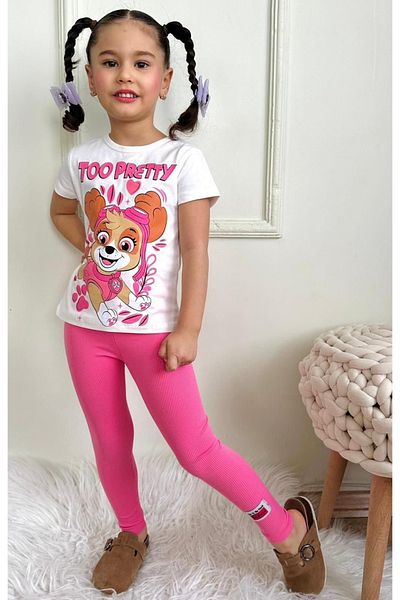 öykümgaleria Girl's Summer Short Sleeve Tights Top and Bottom Set