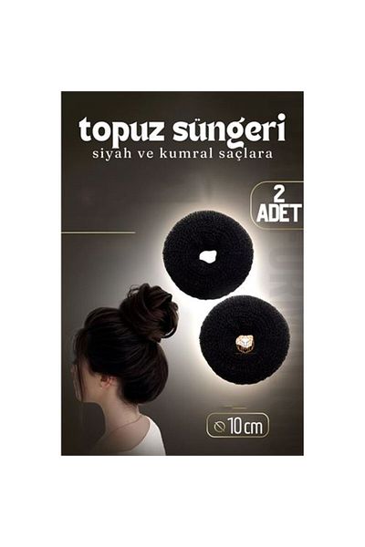 ModaCar Black Hair Bun Sponge 2 Pieces 10 cm Diameter 4 cm Thickness