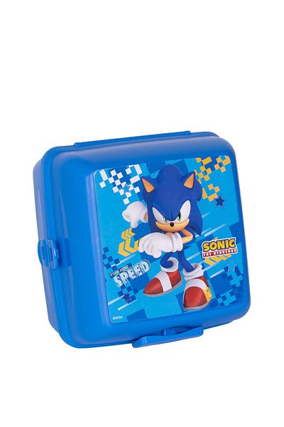 Bliss Cutie de prânz Sonic cu 4 compartimente Cutie de prânz pentru copii Recipient pentru depozitarea alimentelor cu lingură și furculiță