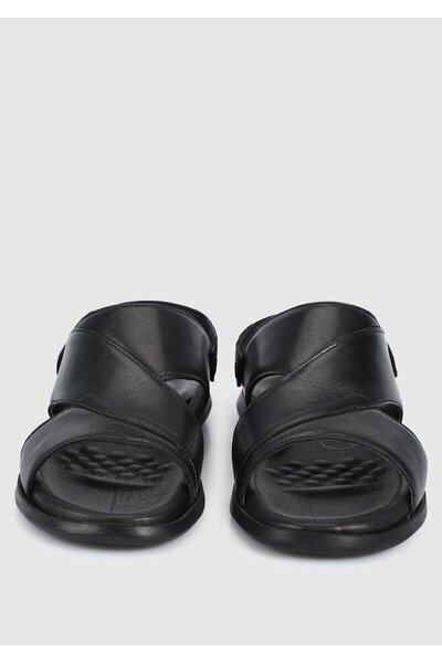 Eclipse Ανδρικά πέδιλα Comfort - Μαύρο Δερμάτινο