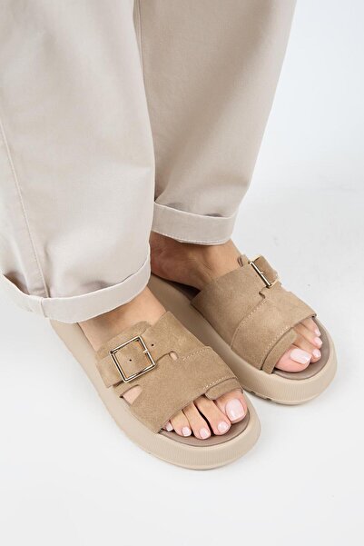 Manijero Γυναικείες παντόφλες βιζόν με μονό λουρί Begonia από γνήσιο δέρμα