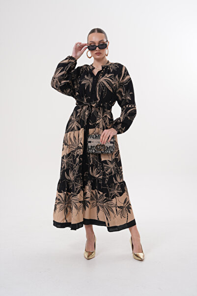 NAVY Дълга рокля от вискоза с копчета и колан