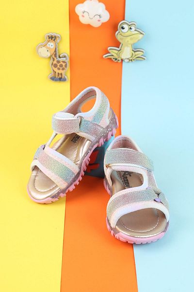 Moda Lime Girl's Velcro Flexible Sole Full Mid-Pedic Durable Wide Mold Girl's Sports Sandals Slippers