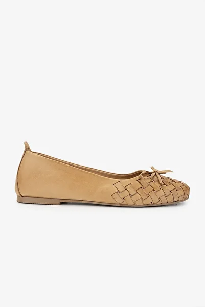 Valmenti Women's Genuine Leather Tan Ballerina Shoes