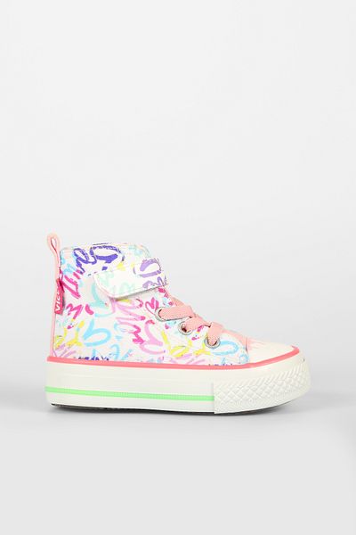 Vicco Island Patterned Girl Preschool White/Pink Sneaker