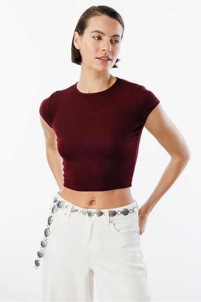 GENIUS STORE Tricou Crop Damă cu mânecă scurtă CROP-T-SHIRT