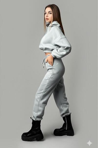 NO 601 Kadın Grimelanj Kısa Crop Eşofman Takımı