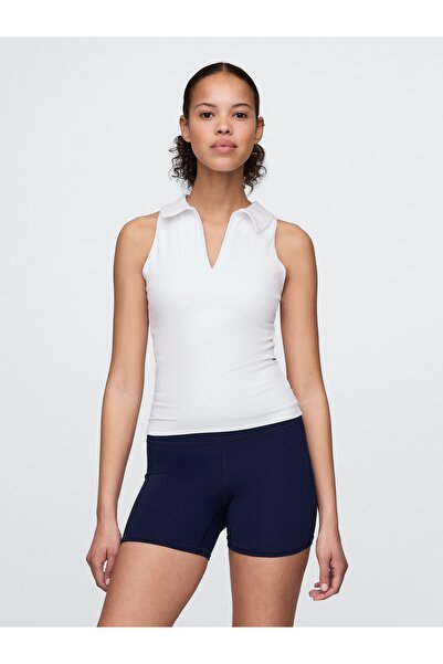 GAP Kadın Beyaz GapFit Power Polo Yaka T-Shirt