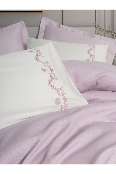 ŞENER HOME Cottonbox Serenity Bamboo Double Pike Set Vailla Lilac