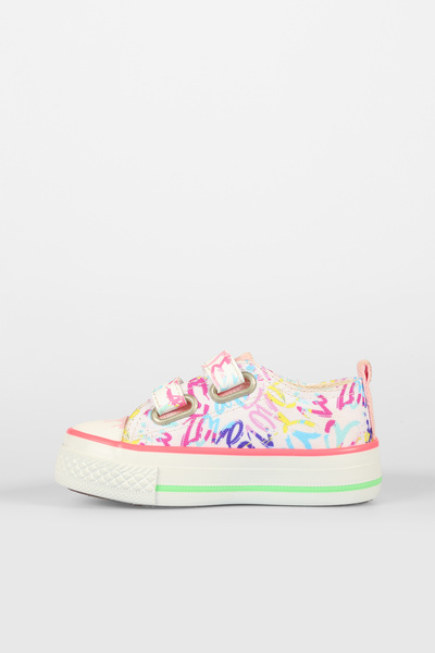 Vicco Done Patterned Baby Girl White/Pink Sneaker