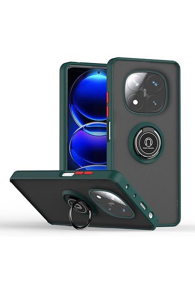 m.tk moveteck حافظة هاتف Xiaomi Redmi Note 14 Pro 5G غير لامعة مع مفاتيح ملونة مضادة لبصمات الأصابع وحامل عسكري بحلقة 360 درجة