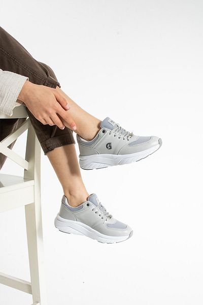 Getcho Nesra Gri Pantofi sport pentru femei, alb, talpă groasă, pantofi casual confortabil pentru mers pe jos, pentru utilizare zilnică
