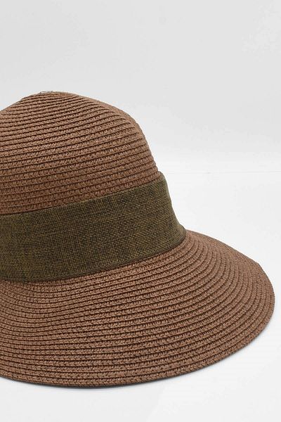 Külah Women's Bow Detailed Brown Straw Hat
