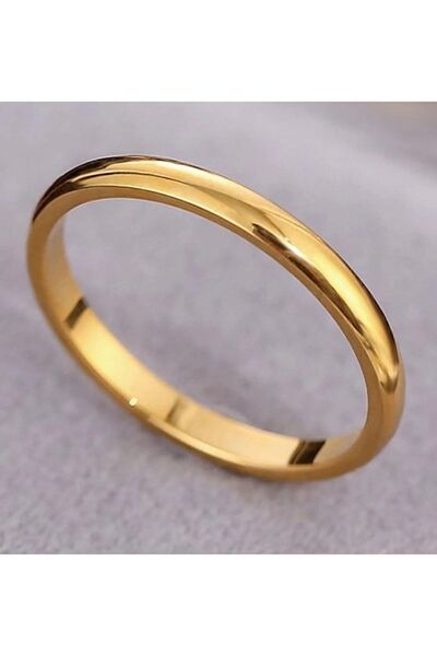 vogutima Women Men Steel Ring - 3mm Thin Cambered Yellow Color Steel Wedding Band Ring