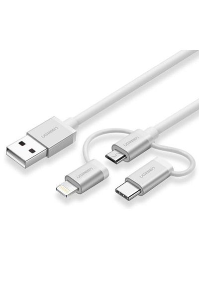 Ugreen 3-in-1 USB A to Micro /LIghting /Type C Charging Cable, 1.5 Meter, White