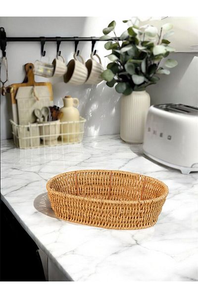 Bayev Medium Oval Wicker Braided Bread Basket Decorative Basket 700663