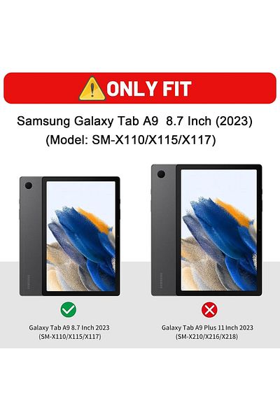 UnDePlus حافظة متوافقة مع Galaxy Tab A9 مقاس 8.7 بوصة X110 X115 X117 للأطفال مع حامل أنيق