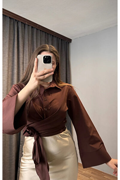 nura Дамска модна блуза с широк ръкав и връзки отпред, подходяща за хиджаб за нов сезон