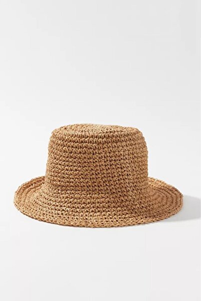 Külah Γυναικείο Ψάθινο Καπέλο Κουβά Φυσικό Ρυθμιζόμενο Καπέλο Παραλίας Camel