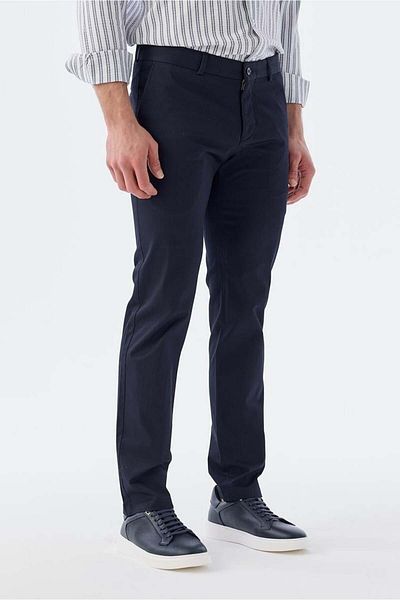 Jakamen Παντελόνι από καμβά με πλαϊνή τσέπη Navy Blue Extra Slim Fit