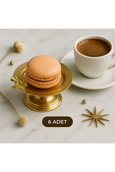 Fiyakalı Ürünler Atölyesi Gold Macaron Bowl - 6-piece Butterfly Patterned, Tea and Coffee Side Presentation Bowl, Metal Sugar Bowl