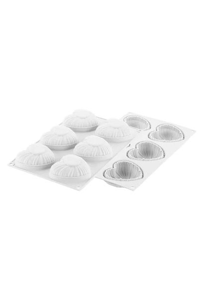 silikomart Formă din silicon pentru inimioare dintr-o singură porție, Lovely 110, 6 cavități, 82x77x31h mm