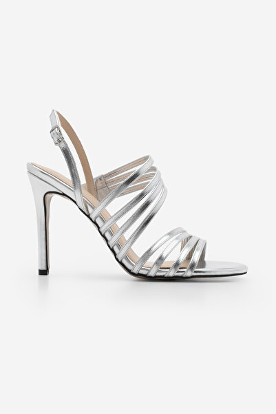 Marjin Women's Elastic Strap Heeled Sandals Osvil Silver