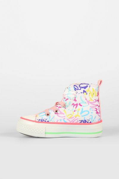 Vicco Island Patterned Girl Preschool White/Pink Sneaker