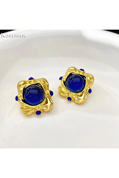 byozanyılmaz Blue Stone Square Earrings