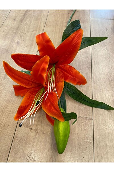Dekordan House Yapay 1. Kalite 2 Çiçekli Lilyum Dalı (70cm)