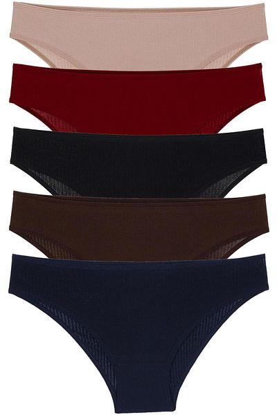 Nicoletta Γυναικείο εσώρουχο 5 Πακέτο Lycra κορδόνι, βαμβακερό καμισολάκι ΚΑΦΕ