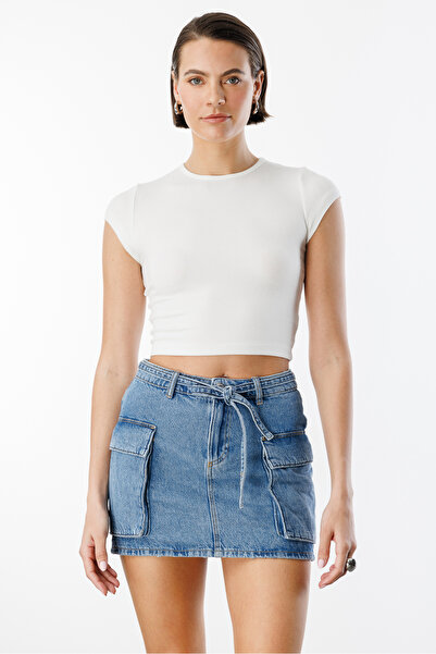 GENIUS STORE Κοντομάνικο Γυναικείο Crop T-shirt CROP-T-SHIRT