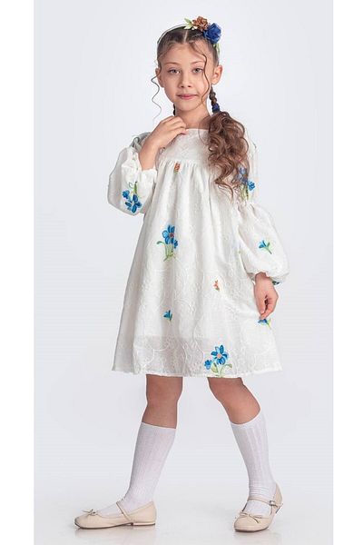 Little Pumpkin Rochie Eid de muselina cu broderie de flori pentru fete