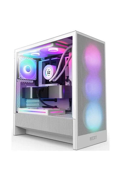 Nzxt Carcasa NZXT H5 Flow RGB 2024, sticlă securizată, Turnul Mijlociu (Alb)