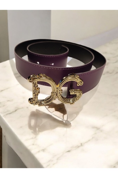 modayiğit Mor deri kemer Gold toka şık