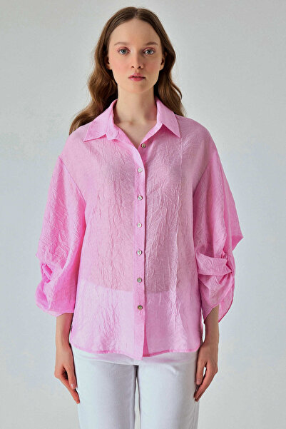 FEVER Kraşlı kolları büzgü detaylı gömlek