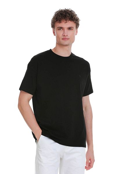 Hatemoğlu Μαύρο T-Shirt Regular Fit 100% Cotton Crew Neck Oversize