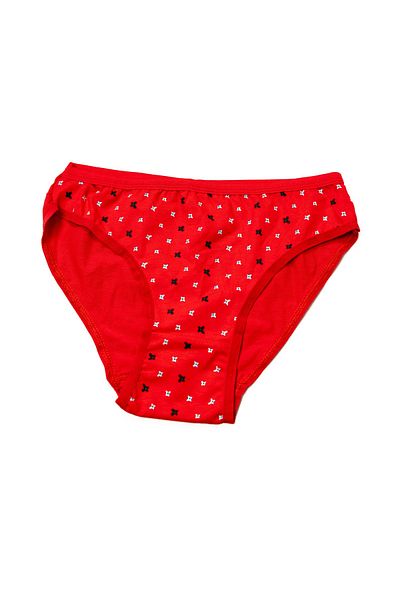 3nbe Red Panties - S/M Size - Bikini Patterned Bamboo 6 Pieces