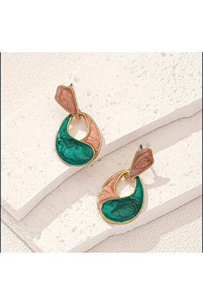 Tudivanyu Aksesuar هندسية منقوشة انخفاض الأقراط خمر