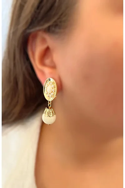 byozanyılmaz White Stone Dangle Earrings
