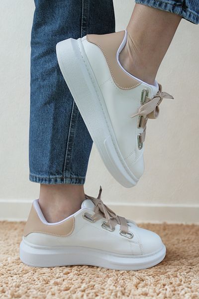 JOSEPHWORLD JS105 3 Pantofi sport cu șireturi bej/alb