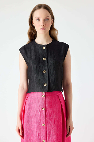 FEVER Kırışık dokulu gold düğmeli yelek