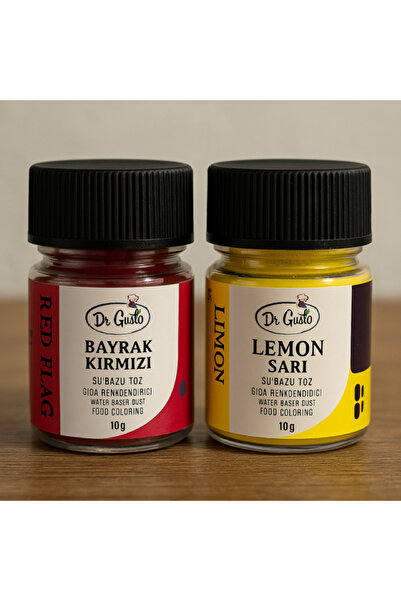 Dr. Gusto Su Bazlı Toz Gıda Boyası 2 li Set Bayrak Kırmızı Limon Sarı 10 gr